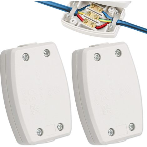 Boîte de jonction électrique à 3 bornes, 2 boîtes de jonction blanches pour câbles électriques, connecteur flexible 250 V 13 A, petite boîte de jonction pour connecteur extérieur, alimentation électri (1/5)