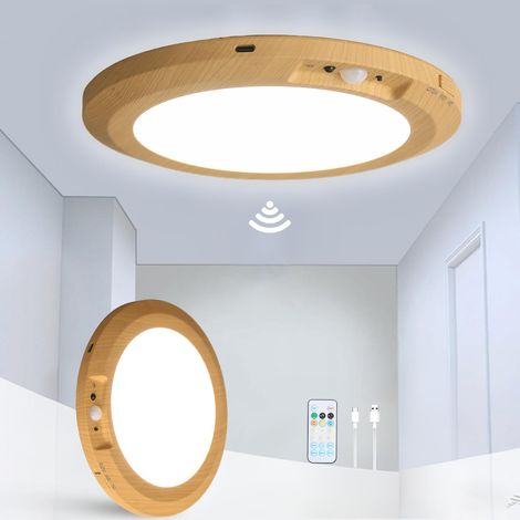 Plafonnier LED rechargeable avec détecteur de mouvement, petite applique murale avec télécommande, intensité variable, 3 couleurs, 18 cm (7000 mAh) (1/5)