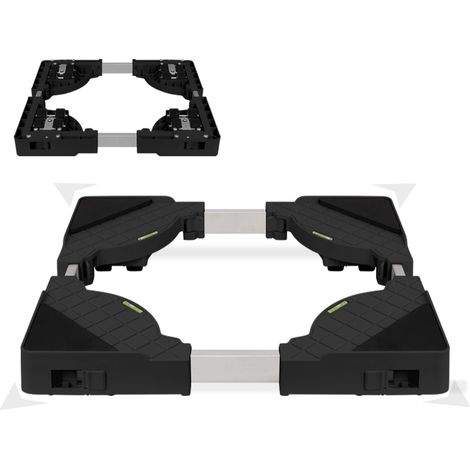Supporto per lavatrice, supporto per frigorifero, ruote mobili per lavatrice, asciugatrice, frigorifero, base per lavanderia (H: 4 cm, nero)