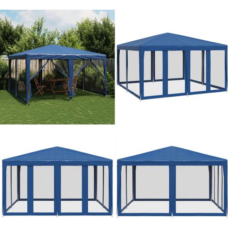 vidaXL Tente de fête avec 8 parois latérales en maille bleu 4x4m PEHD (1/5)