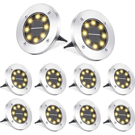 8 luci solari a LED per esterni, impermeabili IP65, luci solari da giardino a terra, luce bianca calda, luci decorative per prato, vialetti, terrazze, cortili, prati e scale (8 pezzi)