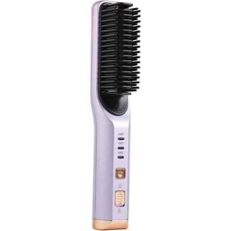 Brosse lissante sans fil rechargeable USB, peigne lisseur de voyage pour femmes - Violet (1/2)