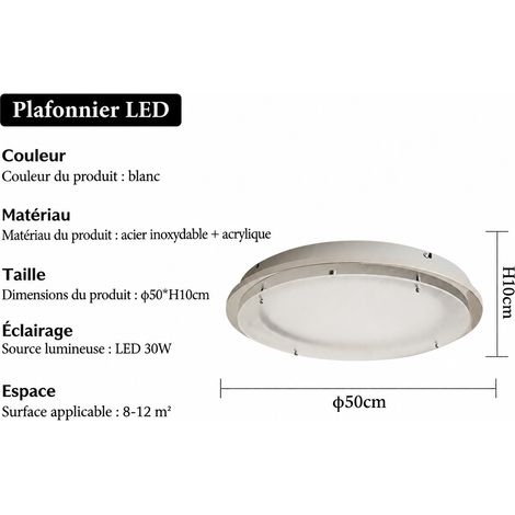 Plafonnier verre vintage Bauhaus chrome 50 cm, spectre complet, variation d'intensité en continu, compatible Génie, 1 kg – Livraison gratuite