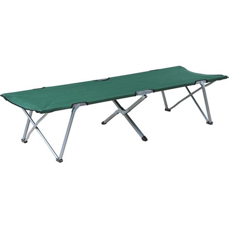 Lit de camp pliant en tissu Oxford 600D avec structure métallique, capacité de charge de 136 kg, idéal pour la plage et la randonnée, 193 x 64 x 40 cm, vert (1/5)