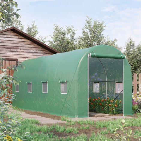 Foliengewächshaus mit Fenstern 500x200x205 cm Stahl OKMYHOME (1/4)