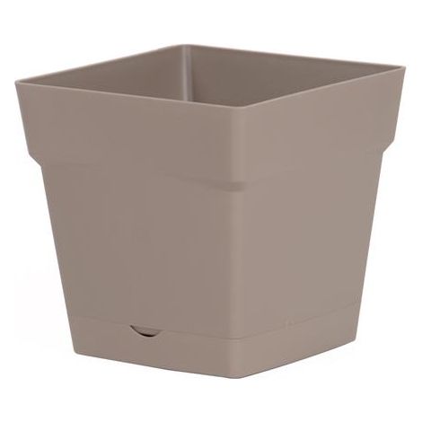 Pot de fleur Toscane avec soucoupe 17,4x17,4x17cm carré - 3,4L - Taupe (1/2)
