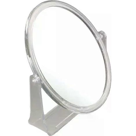 Runder quadratischer 5-fach vergrößernder Spiegel, doppelseitiger flexibler Tischkosmetikspiegel mit Ständer, Acryl-Tisch-Schminkspiegel, Make-up (1/4)