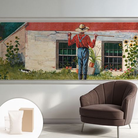 Papier peint intissé avec imprimé installation simple qualité excellente sans désordre - Colle incluse gratuite Scène champêtre 250x104 cm (1/5)
