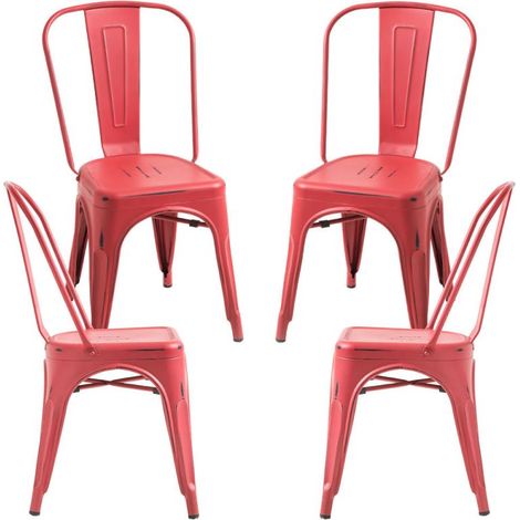 Packs Sillas Comedor - Pack 4 Sillas Torix Vintage - Rojo vintage