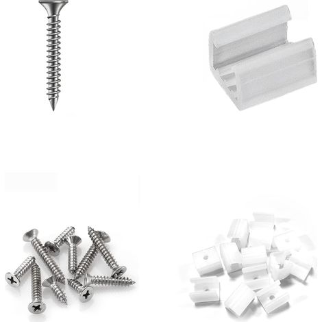 Pack of 50 LED Neon Mounting Clips, 50pcs Screws for LED Strip Lights Neon Waterproof, Tube Clamps Fastening Clamps Garden Strip Lights for 220 V Neon LED Strip Light Flexible