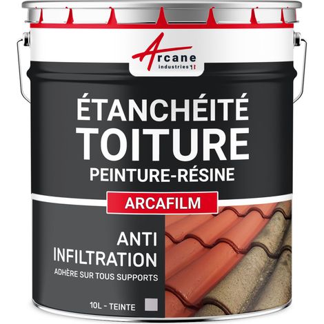 Arcane Industries – Résine d'étanchéité pour toiture 10 L gris – Revêtement élastique pour tuile et béton – Application entre +5°C et +35°C