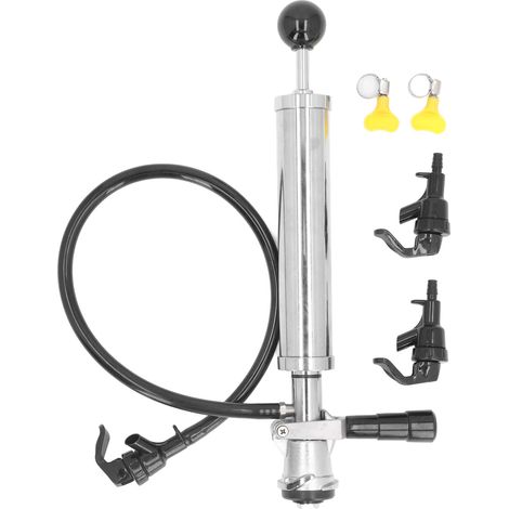 Pompe à bière manuelle Système D pour fût 8 pouces, aluminium et acier inoxydable avec robinet et tuyau, étanche et durable (1/5)
