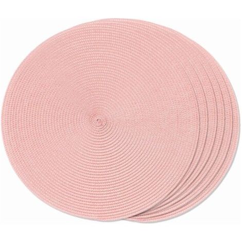 BUNTHAUS Lot de 6 Sets de Table Ronds tressés pour Tables de Salle à Manger, lavables, antidérapants, 38,1 cm, Rose (1/5)