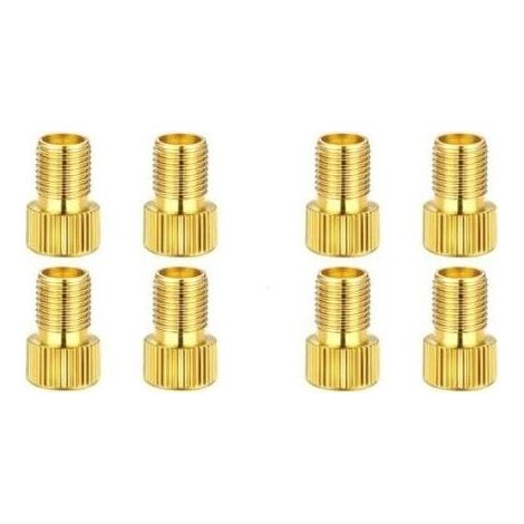 Lot de 8 Embout Pompe Velo, Embout de Gonflage, Adaptateurs pour Valve de Vélo Presta vers Schrader, en Laiton (1/5)