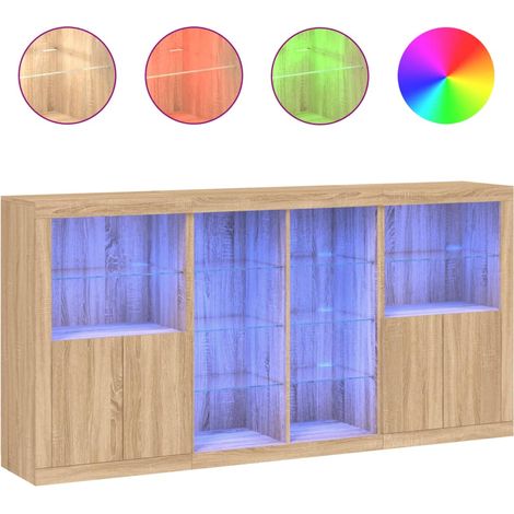 Maison Exclusive - Aparador con luces LED roble Sonoma 202x37x100 (1/5)