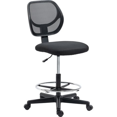 Chaise de bureau ergonomique avec repose-pieds réglable, hauteur ajustable 50-70 cm, noir (1/5)