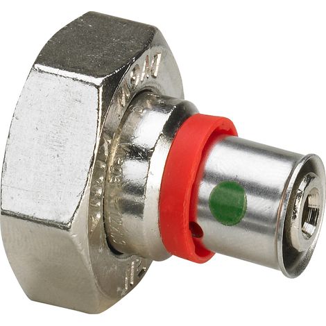 Viega Fonterra Anschlussverschraubung 1236, Eurokonus, Pressanschluss, G 3/4" x 17mm, Messing vernickelt (1/3)