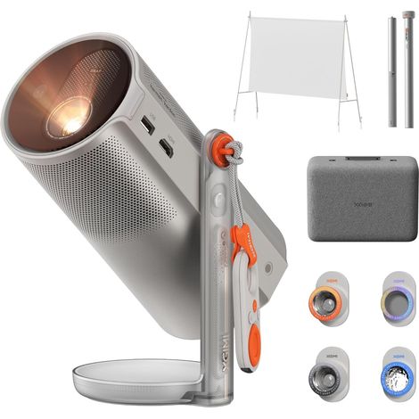 Mini Portable Video Projector 1080p Outdoor Collection ISO 550, Compatible with Google TV, 5H Battery, 70" Screen, 4 Filters, PowerBase, 360° Rotation (1/5)
