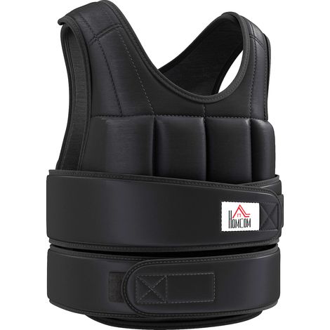 Gilet lesté réglable - HOMCOM - 10 Kg max. - poids amovibles - musculation exercice boxe - oxford - noir