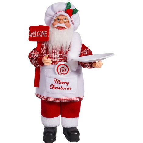 Poupée de père noël de 12 pouces, Collection mignonne de dessin animé, ornement debout pour la maison, décoration de fenêtre, rouge et blanc, Style B (1/5)