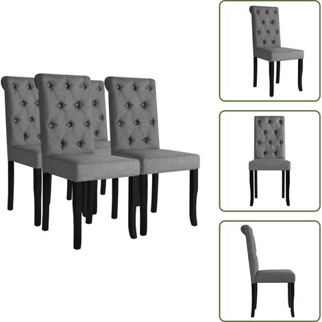 Chaises à manger lot de 4 gris foncé tissu - Chaise À Manger - Chaise De Cuisine - Chaises Grises - Meubles De Salle À Manger - Set De Chaises (1/5)