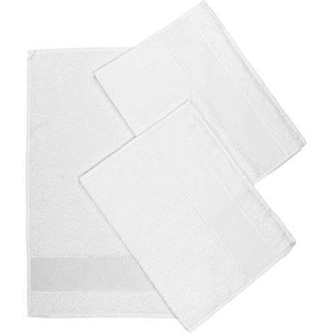 SET di 3 ASCIUGAMANI ASILO in TINTA Unita TUTTO Bianco con tela AIDA per ricamare