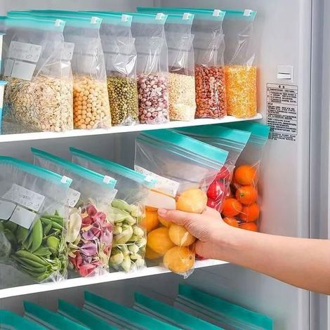 Sacs alimentaires réutilisables pour réfrigérateur, 20 pièces, sac de rangement Transparent scellé à fermeture éclair (1/5)