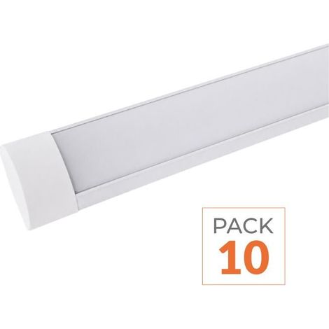 Silamp – Pack de 10 réglettes LED 120cm 36W – Blanc chaud 2300K – 3600 lm – IP20 – Pour éclairage intérieur sec