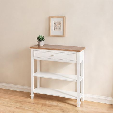 Console blanco en pino tablero de MDF 75,6 x 27,5 x 80,5 cm (1/5)