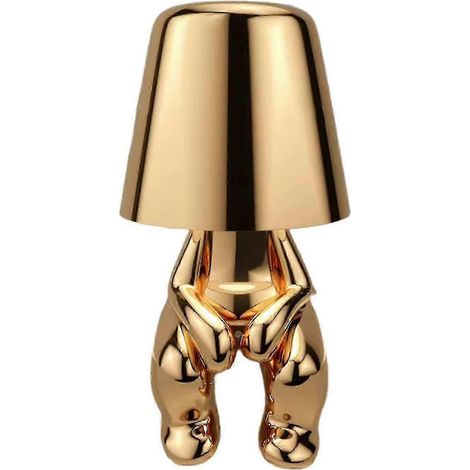 Lampe Penseur, Lampe de table tactile, Lampe de bureau LED représentant un petit penseur doré et créatif, DecorMr whenGold (1/5)