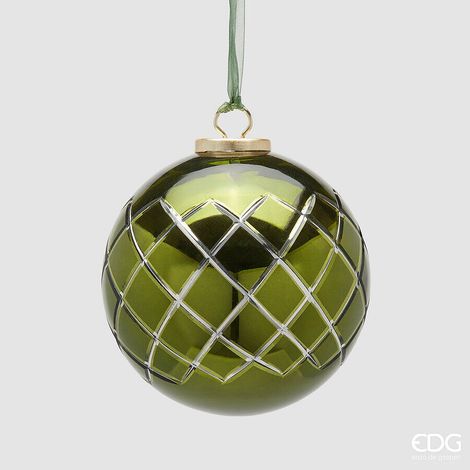 EDG Enzo De Gasperi Addobbo Palla di Natale Rombi D 13 Cm Green