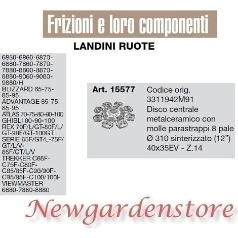 Disco frizione 40x35 15577 LANDINI RUOTE ADVANTAGE BLIZZARD TREKKER VIEWMASTER