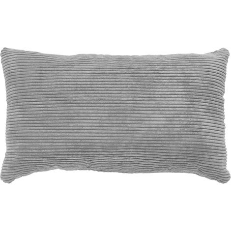 Coussin Emy en Velours côtelé - Coussin de canapé avec Rembourrage - Coussin décoratif - 30 x 50 cm - Gris (1/4)