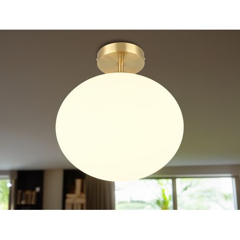 Kleine Retro Deckenleuchte FOMENTO Messing mit Glaskugel, Ø 30cm