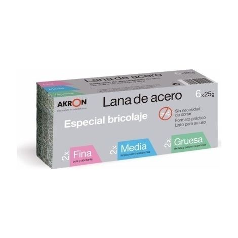 Lana Acero Akron Seleccion 2Fino+2Medio+2Grueso 6 X 25 Gr Ba