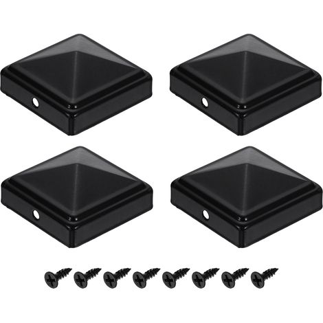 4Pcs Caps Pour Poteaux De Clôture, 50mm/1.97-inch Caps Carrés Pour Colonnes, Pyramidaux En Fer Imperméables Avec Vis Clôtures En Métal Ou Bois, Deck, Boîte Aux Lettres. (1/5)
