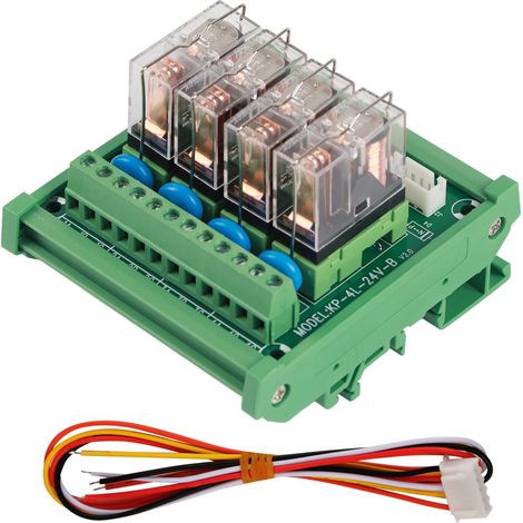 GARRYFIZH Module d'interface d'alimentation à 4 canaux, 16 A, relais DC 12 V, montage sur rail DIN