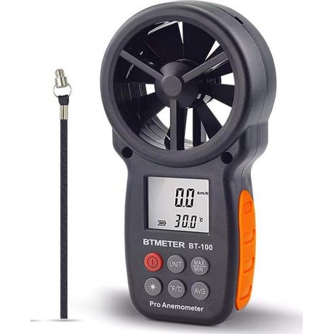BT-100 Anémomètre Digital LCD Vitesse du Vent de Mètre Indicateur mesurer la vitesse de la température avec MAX/MIN/AVG pour le surf de drone (1/5)