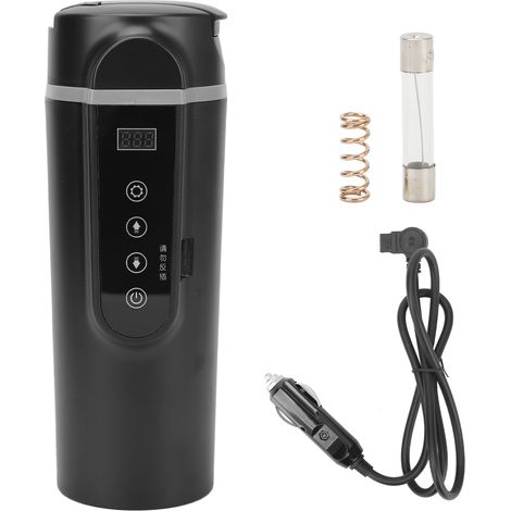 Gourde de voiture chauffante intelligente 500ml noir, acier inoxydable, régulation de température, bouteille électrique chauffante