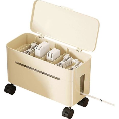 Boîte de rangement pour câbles de bureau avec couvercle, compartiment de gestion et de rangement des câbles B (1/5)