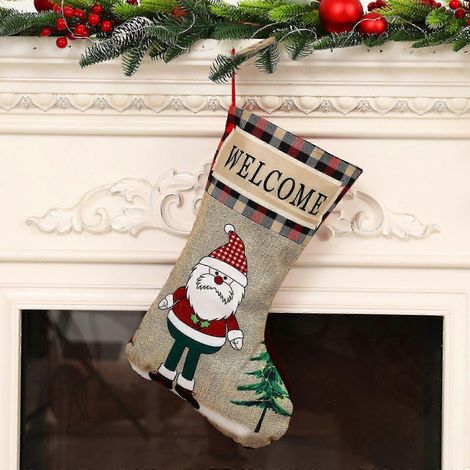 Chaussettes de Noël, sacs cadeaux de Noël, sapins de Noël, barrière à neige, chaussettes décoratives (1/5)