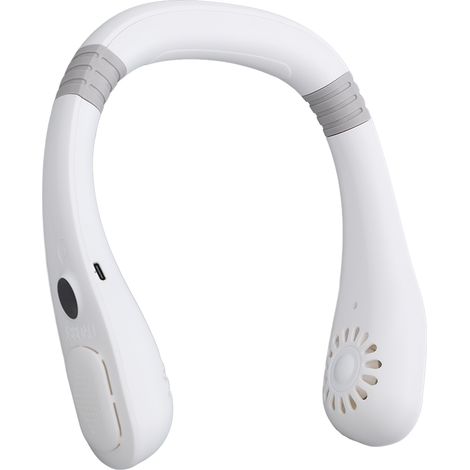 Ventilateur de cou portable USB avec affichage numérique, 5 vitesses, sans pales, idéal pour le sport en extérieur et les voyages (blanc Athènes). (1/5)