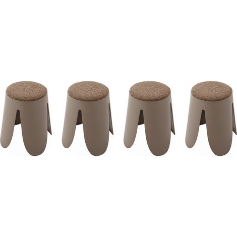 sweeek - 4er Set stapelbare Hocker, strukturierter Bouclébezug