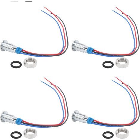 4 Kits de LEDs Rondes Pré-câblées 2 Couleurs Étanches Luminaires Métalliques Cathode Commune 8mm 36V (Rouge et Jaune) (1/5)