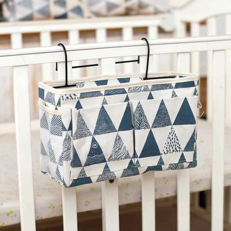 Trimec – Panier de lit chevet suspendu – Organisateur en toile imperméable – 4 poches – Accroche facile sur lit mezzanine – Taille 31x21x11cm
