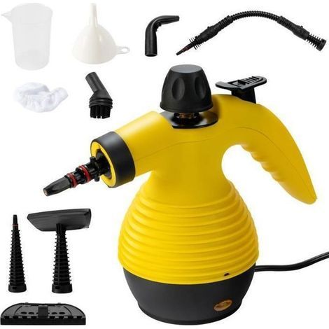 Nettoyeur Vapeur à Main Portable 900W-1050W Réservoir d\'Eau 350ML sous Pression de 3 Bar pour Maison/Auto/Terrasse Jaune (1/4)