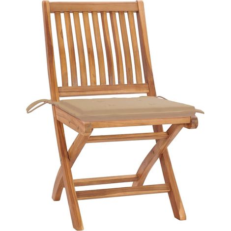 Maison Exclusive - Sedie Pieghevoli con Cuscini 4 pz Massello di Teak (1/5)