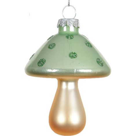 Kaemingk – Suspension de Noël nostalgie champignon vert clair – Verre, Ø 6,5 cm, H 9,2 cm