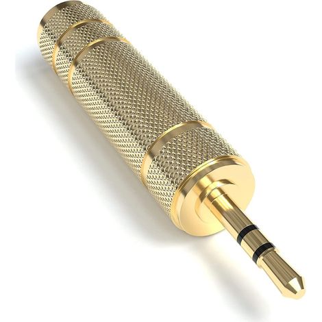 Adaptador de conector de 3,5 mm a 6,35 mm estéreo AUX chapado en oro (1/5)