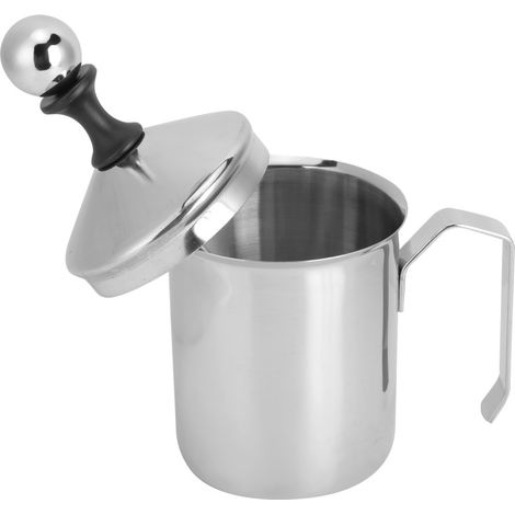 Espumador de leche manual de acero inoxidable 304 de 400 cc, mezclador y agitador para café latte art.